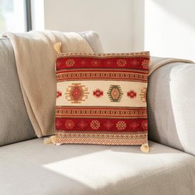 Bordó díszpárna 45x45 – Nomád sávok