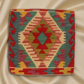 Afgán Kilim párnahuzat 45x45 kézi szövésű párna
