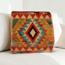 Afgán Kilim párnahuzat 40x40 kézi szövésű párna