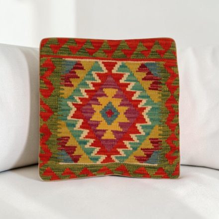 Afgán Kilim párnahuzat 40x40 kézi szövésű párna