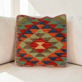 Afgán Kilim párnahuzat 40x40 kézi szövésű párna