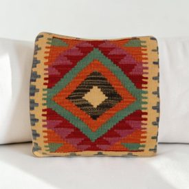Kézi szövésű Kilim párnahuzat 40x40 afgán díszpárna