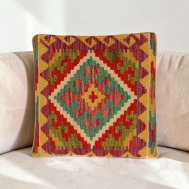 Kézi szövésű Kilim párnahuzat 40x40 afgán díszpárna