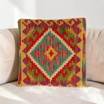 Kézi szövésű Kilim párnahuzat 40x40 afgán díszpárna