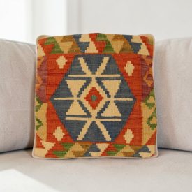 Kézi szövésű Kilim párnahuzat 40x40 afgán díszpárna
