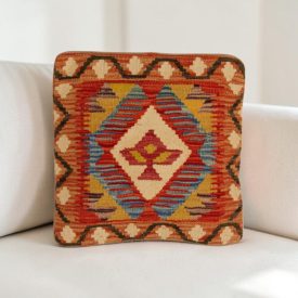 Kézi szövésű Kilim párnahuzat 40x40 afgán díszpárna