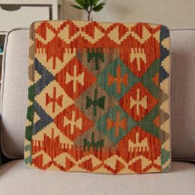 Kézi szövésű Kilim párnahuzat 50x50 afgán díszpárna