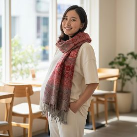 Nagy sál bordó 215x105 nagyméretű női vállkendő
