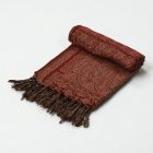 Elegán női sál 215x105 bordó-bézs autentikus mintával