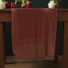 Elegán női sál 215x105 bordó-bézs autentikus mintával