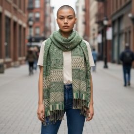 Elegáns sál 215x105 zöld vékony női férfi sál