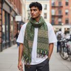 Elegáns sál 215x105 zöld vékony női férfi sál