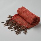 Sál 215x105 nagyméretű piros női kendő pamutból