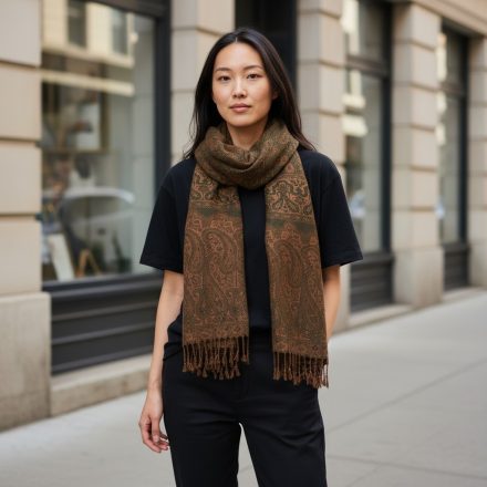 Nagy sál sötét zöld 215x105 nagyméretű női vállkendő