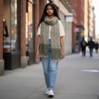 Női Stóla szürke 215x105 elegáns női vállkendő