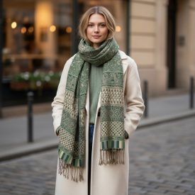 Nagy sál zöld 215x105 nagyméretű női férfi vállkendő