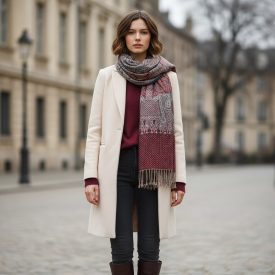   Női nagyméretű sál 215x105 sötét lila-türkiz elegáns női vállkendő