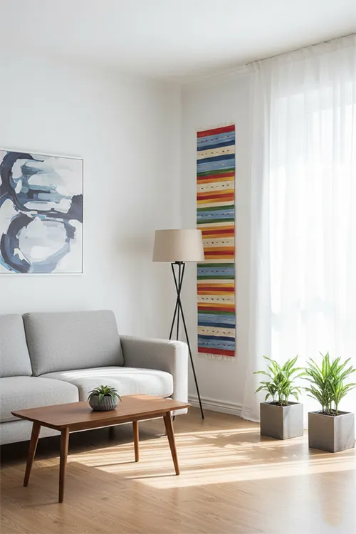 Színes szőnyeg fali díszként