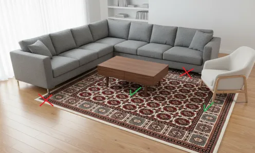 nappali szőnyeg elhelyezése